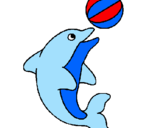 Desenho Golfinho a jogar com uma bola pintado por Eva