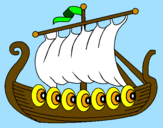 Desenho Barco viking pintado por anax