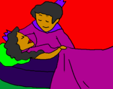 Desenho A princesa a dormir e o príncipe pintado por BIA