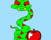 Desenho Serpente e maçã pintado por MAÇÃ SERPENTE