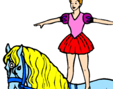 Desenho Trapezista em cima do cavalo pintado por luis gabriel
