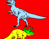 Desenho Tricerátopo e tiranossauro rex pintado por ivan