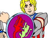 Desenho Cavaleiro com escudo de leão pintado por isabelli