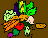 Desenho verduras pintado por verduras