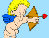 Desenho Cupido a apontar com a seta pintado por jessica