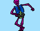 Desenho Esqueleto contente pintado por pipoquinha