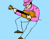 Desenho Guitarrista com chapéu pintado por emanuellamartinscouto 