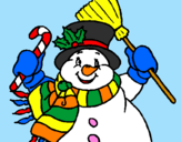 Desenho Boneco de neve com cachecol pintado por -Paty-