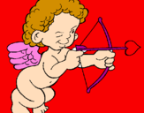 Desenho Cupido a apontar com a seta pintado por carol
