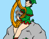 Desenho Duende a tocar harpa pintado por domi
