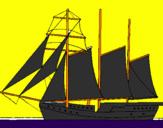 Desenho Veleiro de três mastros pintado por matheus marins g barbosa