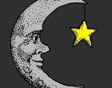Desenho Lua e estrela pintado por vinicius