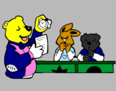 Desenho Professor urso e seus alunos pintado por VICTOR