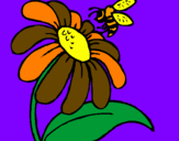 Desenho Margarida com abelha pintado por jenni