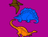Desenho Três classes de dinossauros pintado por icaro