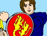 Desenho Cavaleiro com escudo de leão pintado por pedro