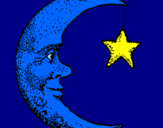 Desenho Lua e estrela pintado por Tamires