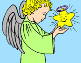 Desenho Anjo e estrela pintado por Cáh