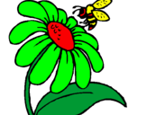 Desenho Margarida com abelha pintado por ermesindo