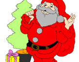 Desenho Santa Claus e uma árvore de natal pintado por 0