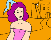 Desenho Princesa e castelo pintado por rayany elias