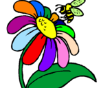 Desenho Margarida com abelha pintado por Marianna