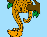 Desenho Serpente pendurada numa árvore pintado por ana