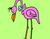 Desenho Flamingo com passarita pintado por sofia s