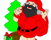 Desenho Santa Claus e uma árvore de natal pintado por gabriel   1