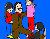 Desenho Papá com os seus 3 filhos pintado por JUNIOR =]