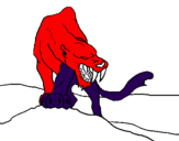 Desenho Tigre com dentes afiados pintado por LUIZ FELIPE