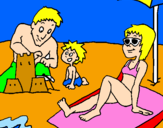 Desenho Família férias pintado por DANIZINHA