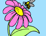 Desenho Margarida com abelha pintado por emanuella