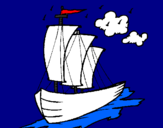 Desenho Barco veleiro pintado por Thais