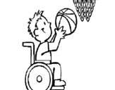 Desenho Basquete em cadeira de rodas pintado por basquete