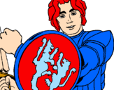 Desenho Cavaleiro com escudo de leão pintado por ailton