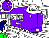 Desenho Estação de caminhos de ferro pintado por LEO
