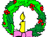 Desenho Coroa de natal e uma vela pintado por luis