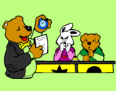 Desenho Professor urso e seus alunos pintado por  vitoria zilio