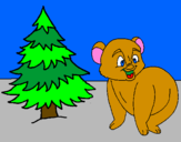 Desenho Urso e abeto pintado por pedro