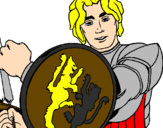 Desenho Cavaleiro com escudo de leão pintado por Léo :D
