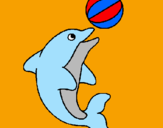 Desenho Golfinho a jogar com uma bola pintado por sofia
