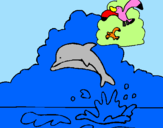 Desenho Golfinho e gaviota pintado por vinicius