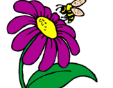 Desenho Margarida com abelha pintado por sora