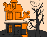Desenho Casa do terror pintado por Sara