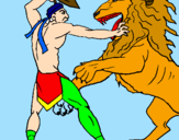 Desenho Gladiador contra leão pintado por CAMILA|