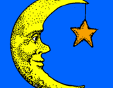 Desenho Lua e estrela pintado por patricia
