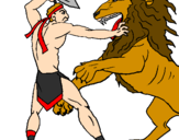 Desenho Gladiador contra leão pintado por danny_boy