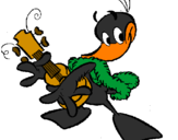 Desenho Pato com guitarra pintado por cavalero negro 
