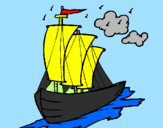 Desenho Barco veleiro pintado por miguel